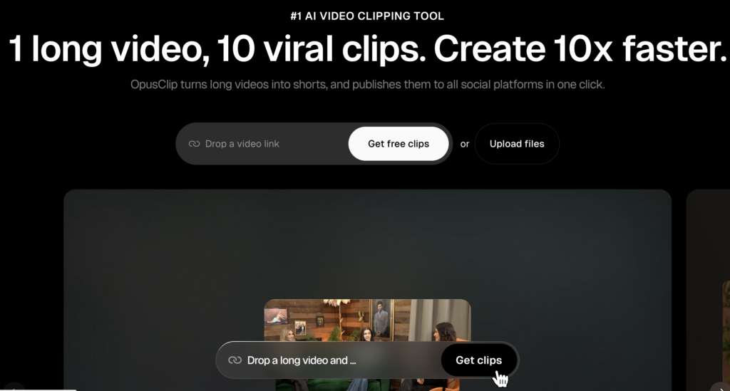 Opusclip dashboard